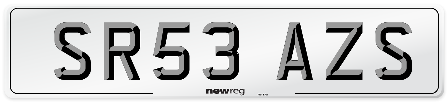 SR53 AZS Number Plate from New Reg